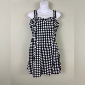 Zara Black and White Gingham Bodycon Chic Mini Dress Large